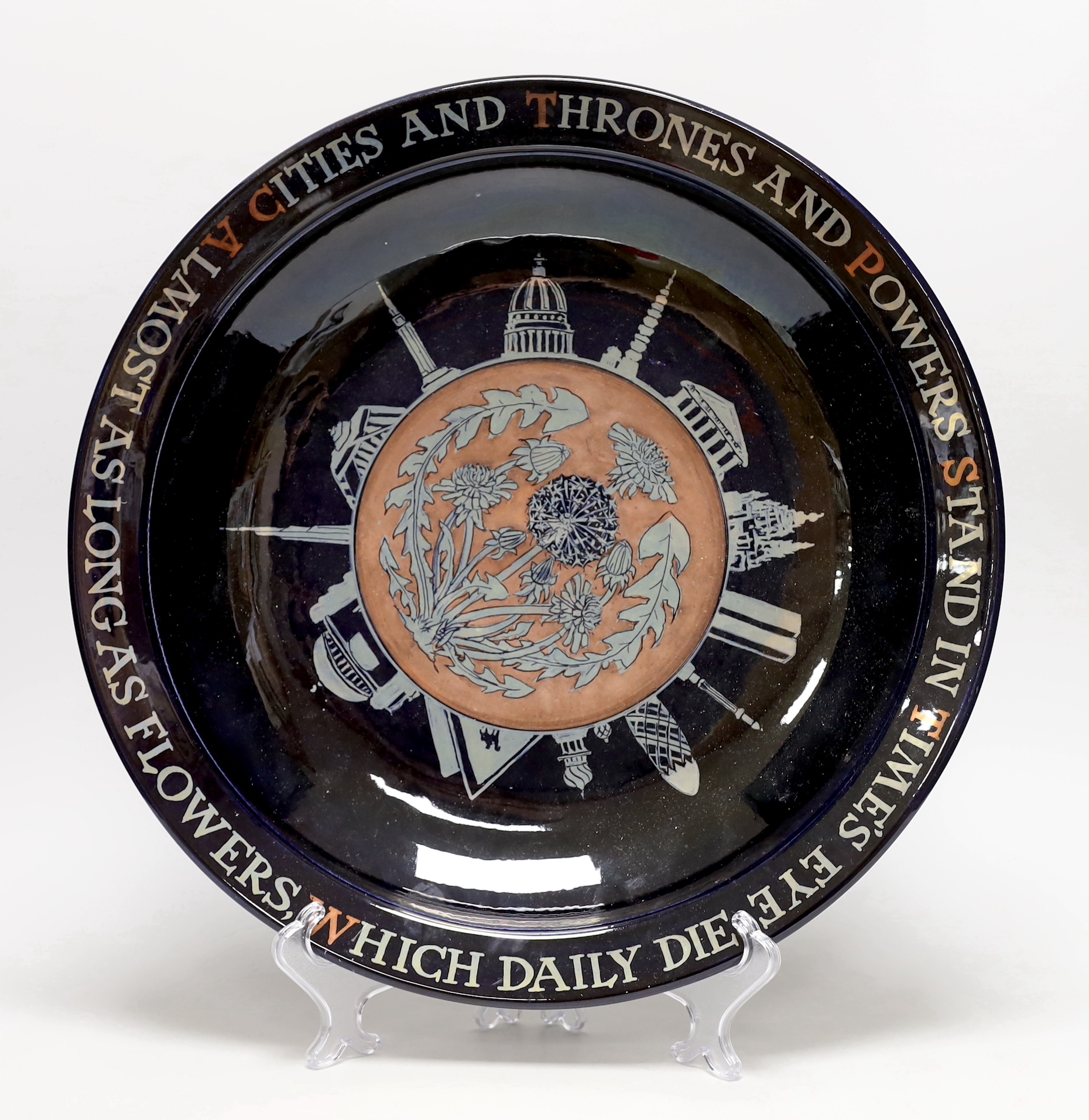 A Jonathan Chiswell Jones charger/bowl, with Kipling quotation, No.4618, 42cm